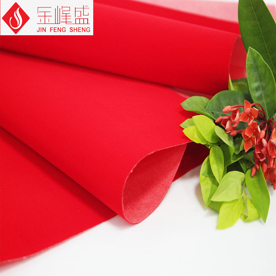 深圳金峰盛大红色剪纸植绒布，短毛绒布