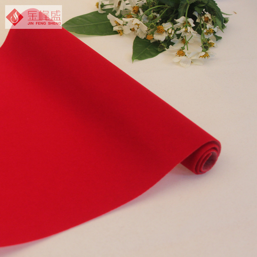 大红色水刺底长毛植绒布，包装植绒布